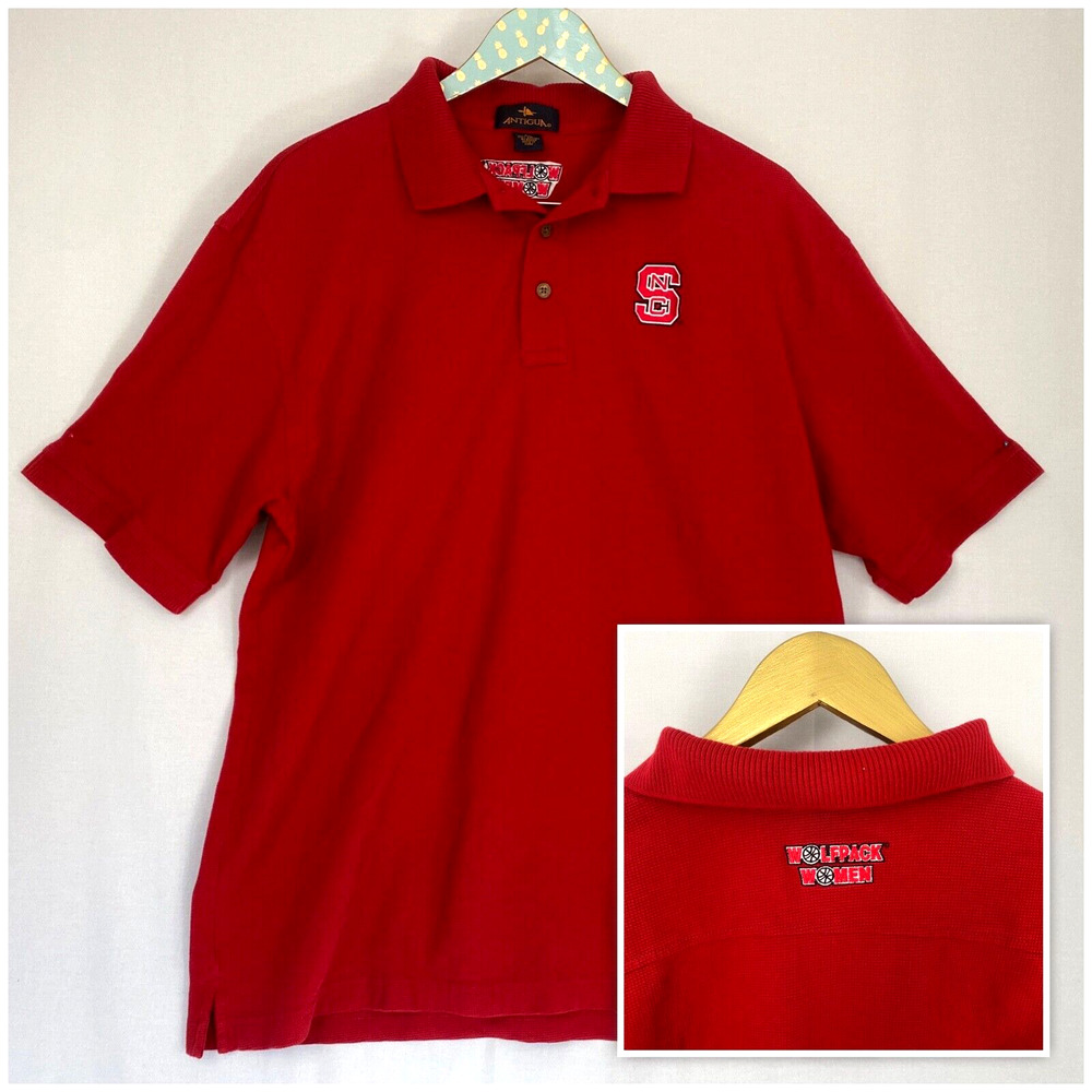 NC State Wolfpack Womens Basketball Polo Shirt Size Mens XL Red Antigua